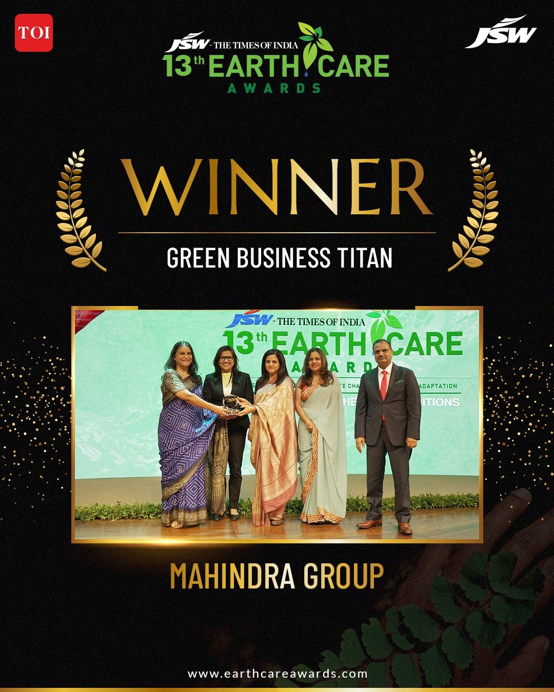 Mahindra Group Winner Green Business Titan, Earth Care Awards